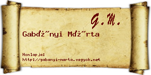 Gabányi Márta névjegykártya